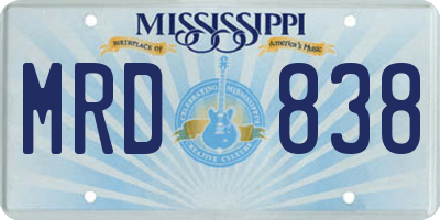 MS license plate MRD838