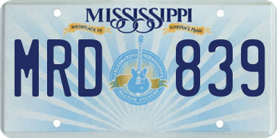 MS license plate MRD839