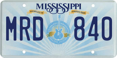 MS license plate MRD840