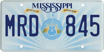 MS license plate MRD845