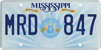 MS license plate MRD847