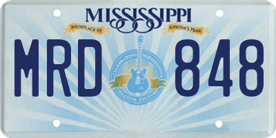 MS license plate MRD848