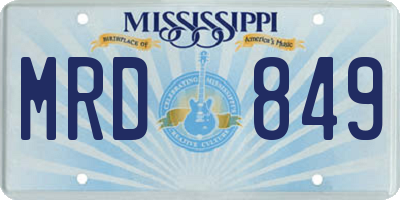 MS license plate MRD849
