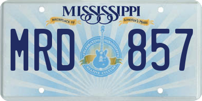 MS license plate MRD857