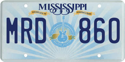 MS license plate MRD860