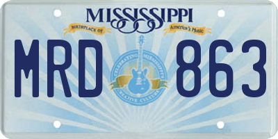 MS license plate MRD863