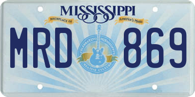MS license plate MRD869