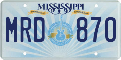 MS license plate MRD870