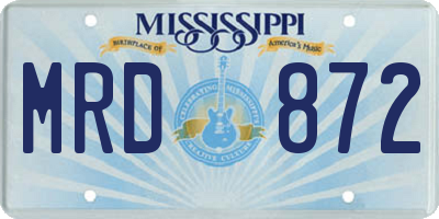 MS license plate MRD872