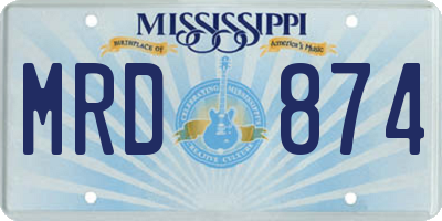 MS license plate MRD874