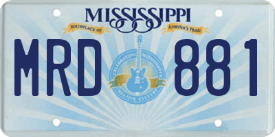 MS license plate MRD881