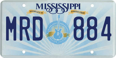MS license plate MRD884