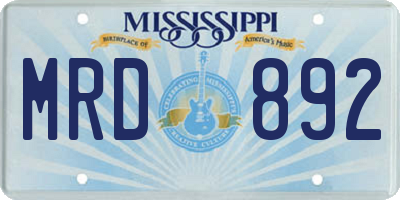 MS license plate MRD892
