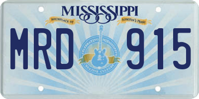 MS license plate MRD915