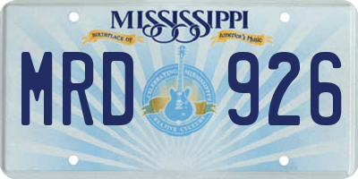 MS license plate MRD926
