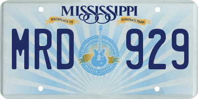 MS license plate MRD929