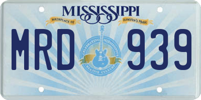 MS license plate MRD939