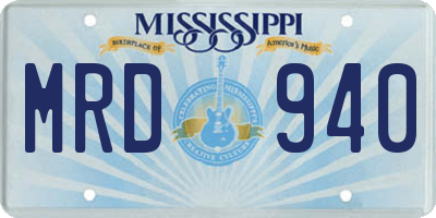 MS license plate MRD940