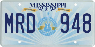 MS license plate MRD948