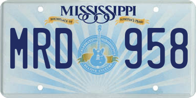 MS license plate MRD958
