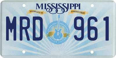 MS license plate MRD961