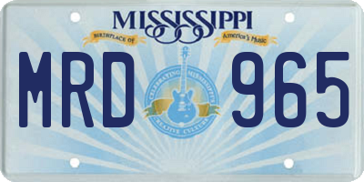 MS license plate MRD965