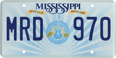 MS license plate MRD970
