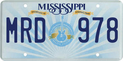 MS license plate MRD978