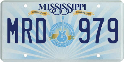 MS license plate MRD979
