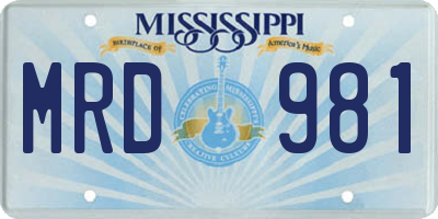 MS license plate MRD981