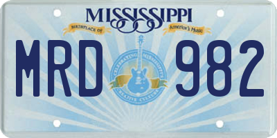 MS license plate MRD982