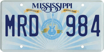 MS license plate MRD984