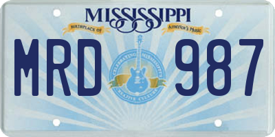 MS license plate MRD987