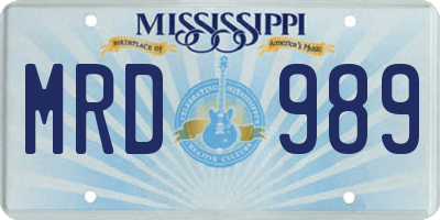 MS license plate MRD989