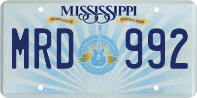 MS license plate MRD992