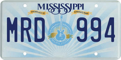 MS license plate MRD994