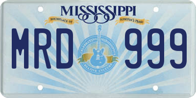 MS license plate MRD999