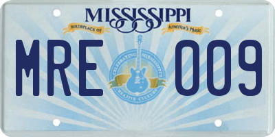 MS license plate MRE009