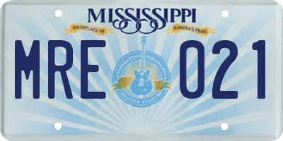 MS license plate MRE021