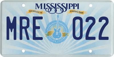 MS license plate MRE022