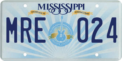MS license plate MRE024