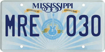 MS license plate MRE030