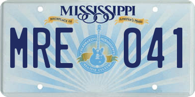 MS license plate MRE041
