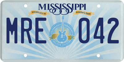 MS license plate MRE042