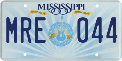 MS license plate MRE044