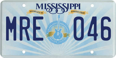 MS license plate MRE046