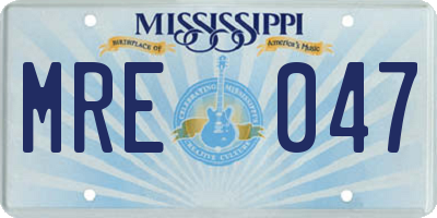 MS license plate MRE047