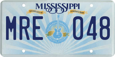 MS license plate MRE048