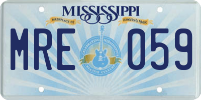MS license plate MRE059
