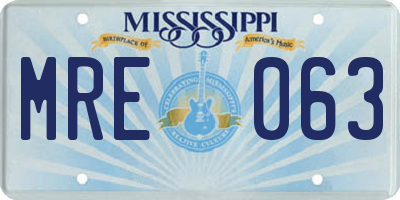 MS license plate MRE063